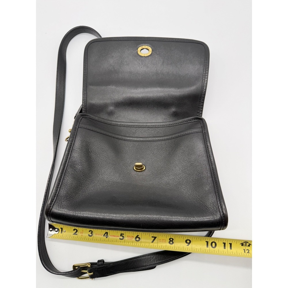 Coach Vintage Willis Bag 9927 Black Leather Crossbody Top Handle Brass Hardware - Picture 8 of 16